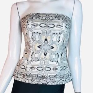 LIKE NEW WHBM Black and White Strapless Corset Top